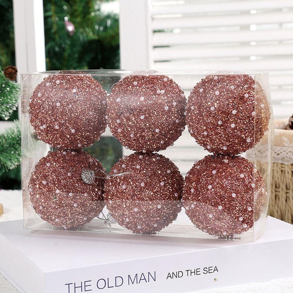 6Pcs 8cm Christmas Ball Ornaments Colorful Christmas Tree Pendants Wedding