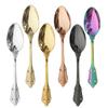 4 Pcs 304 Stainless Steel Dinner Spoon Dinnerware Set Luxury Vintage Rose Gold Flatware Western Colourful Tableware Soup Spoon