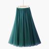 DX~~New Patchwork Ethnic Style Retro Pure Red Pleated Slim Fairy Mesh Skirt