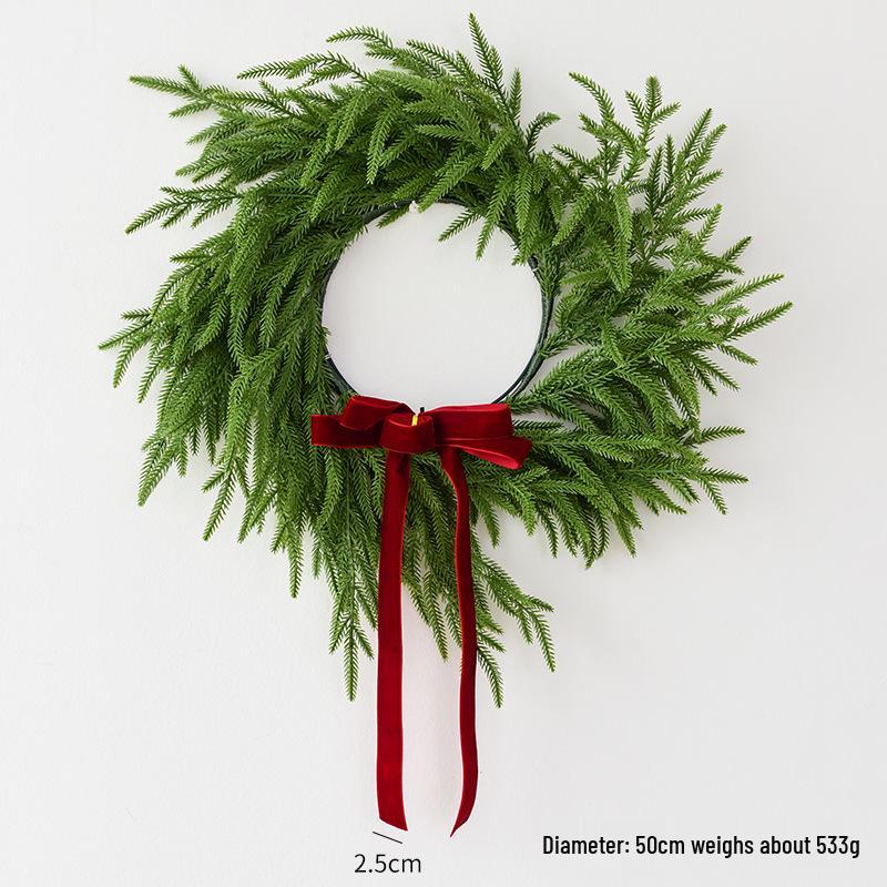 Nofox Rattan Pine Needle Christmas Wreath Decoration