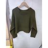 Women's Fashion Solid Crew Neck Pullover Knit Sweater, Casual Versatile Custom Knit Top for Autumn Winter