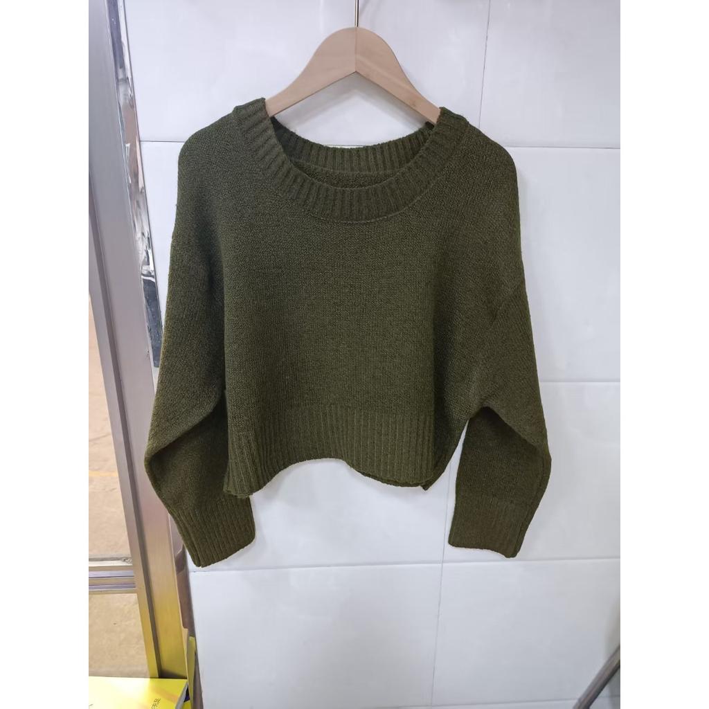 Women's Fashion Solid Crew Neck Pullover Knit Sweater, Casual Versatile Custom Knit Top for Autumn Winter