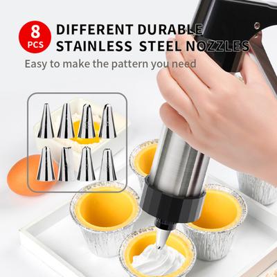 Máquina de Fazer Biscoitos Fácil de Usar Aço Inoxidável 304 Prensa de Biscoitos com 13 Placas 8 Bicos de Glacê Design Ergonômico Kit de Decoração de Biscoitos