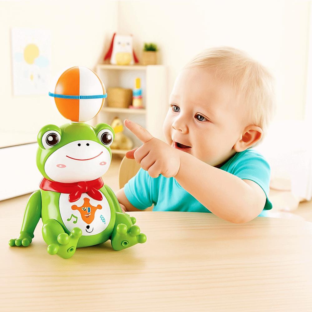 LED Spinning Ball Frog Toy with Lights Kids Electric Frog Toy  Desktop Ornament