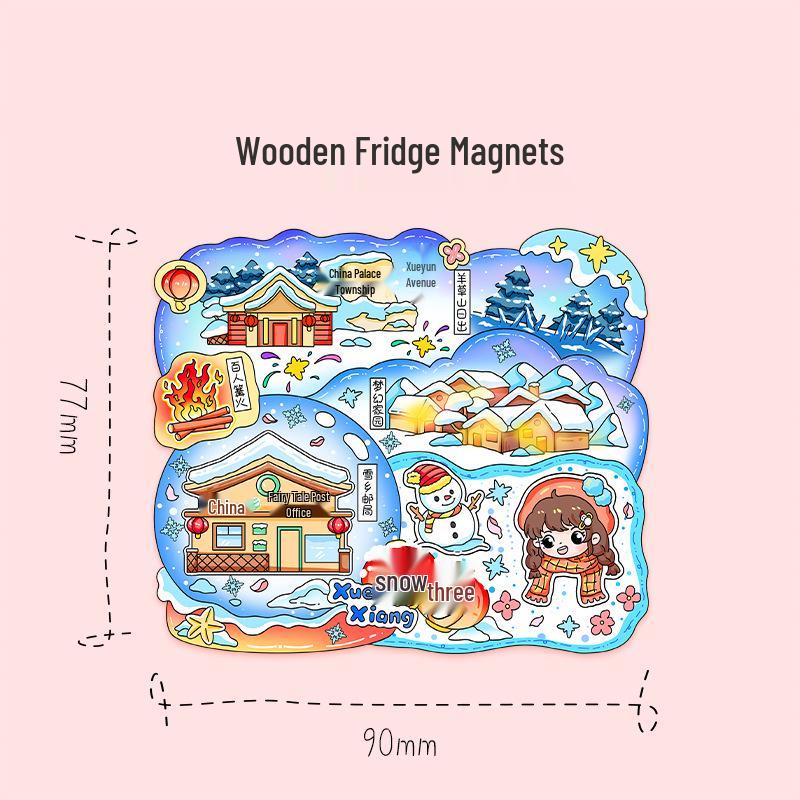 Heilongjiang Harbin Schneestadt Holz Kühlschrankmagnet - China Stadt Tourismus Souvenir Aufkleber