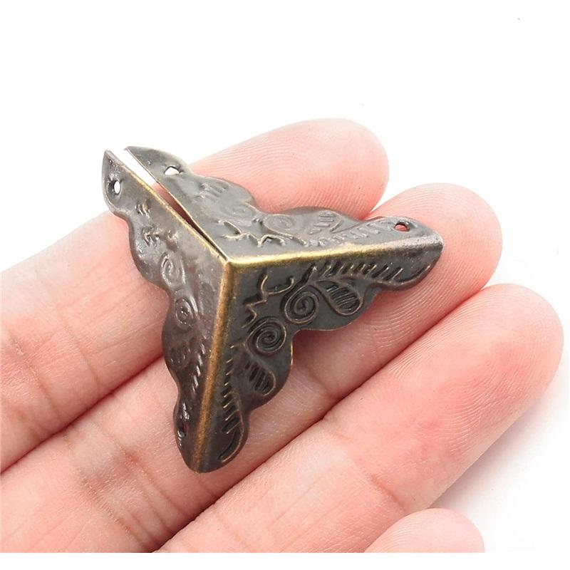 Tegg Box Corner Protector 20PCS Antique Brass Triangle Rattan Carved Wood Case Edge Guard