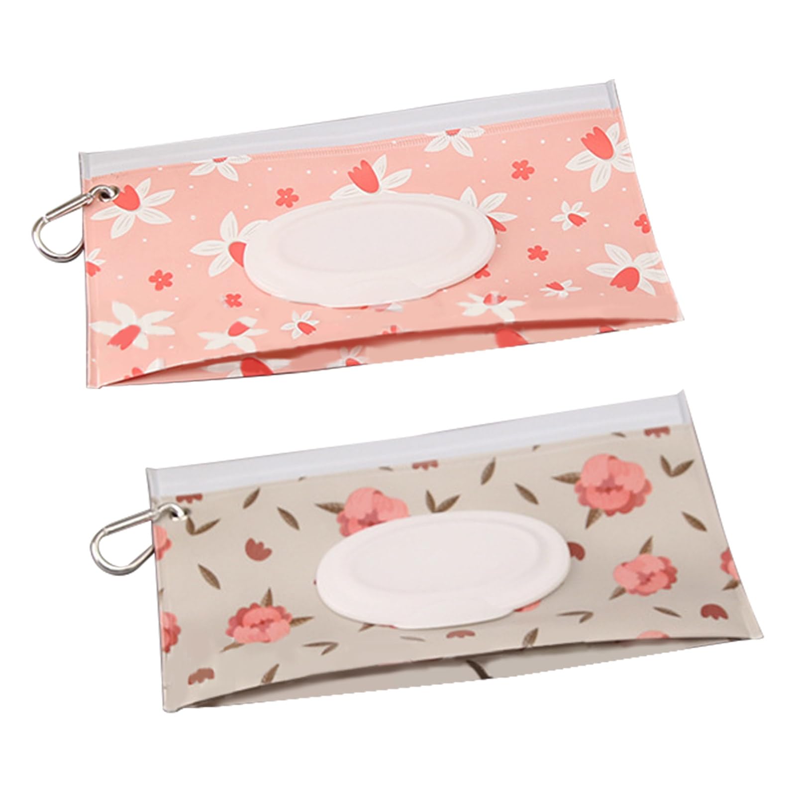 

TVETE Wet Wipes Portable Wet Wipes Pouch with Floral and Portable Wet Wipes Sweat Wipe and Baby Wipe Pouch Case, (2-Pack) Design, Carabiner, Lid, белый