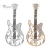 Retro Versatile Ladies Brooch Exquisite Rhinestone-studded Guitar Design Hollow Collar Corsage Buckle Pin Brooch