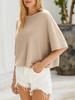 Maglione da Donna Oversize a Maniche Corte in Maglia Scollo a Barca Fantasia Pullover Autunnale