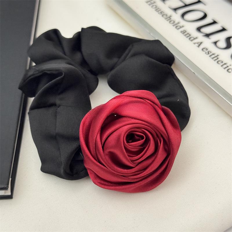 

Элегантные шелковые резинки для волос с цветком розы для женщин и девочек, однотонные резинки для волос, резинки для хвостиков, аксессуары для волос красный