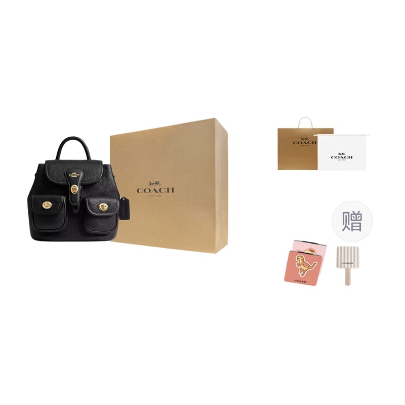 COACH Hadley Smooth Leather Backpack Medium Women's Black CBH09-IMBLK