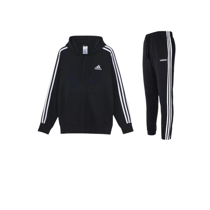 

Adidas 3 полоски модная толстовка с капюшоном и завязками на средней талии длинные брюки повседневный спортивный комплект унисекс комплекты черный DQ3093+GK9032 M