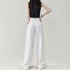 Women's 2024 Spring White High-Waisted Loose Pleated Wide-Leg Floor-Length Jeans