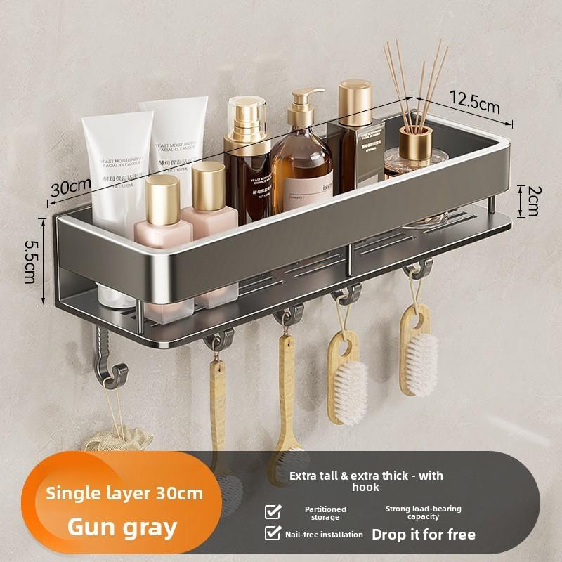 Modernes minimalistisches Badezimmer-Aufbewahrungsregal mit Haken und zwei Ebenen für den Heimgebrauch