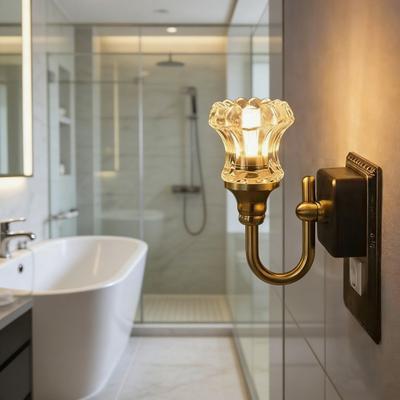 Vintage zásuvkové noční světlo s mosaznou základnou, pryskyřicové, se senzorem soumraku a úsvitu, LED lampa, energeticky úsporné ambientní noční osvětlení pro ložnici, koupelnu, chodbu