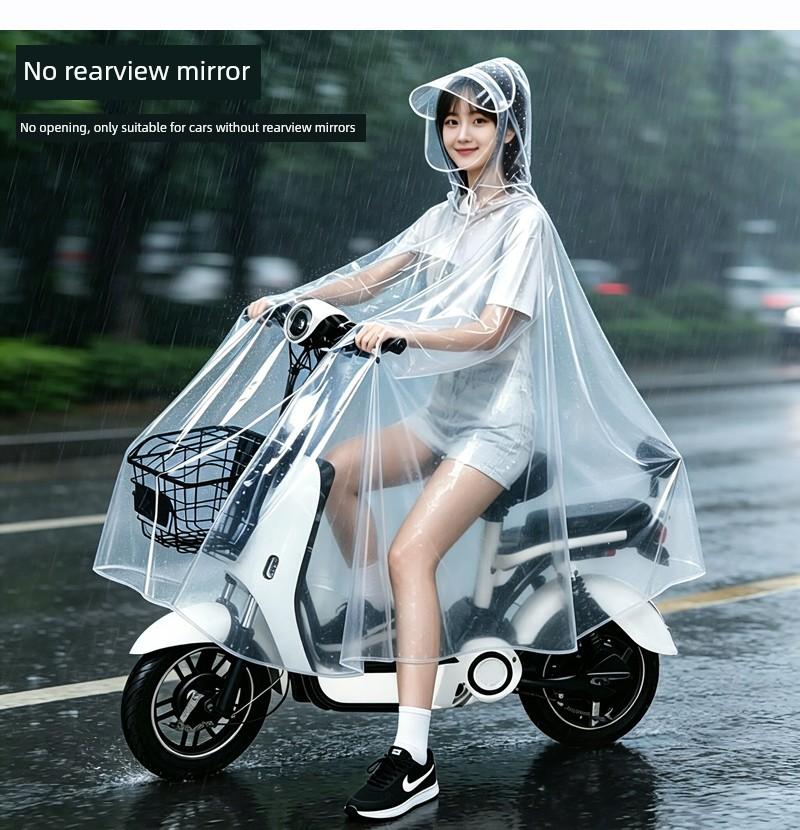 Transparent Raincoat for Electric Vehicles, Full-Body Rain Protection for Adults, Single-Person Riding, Motorcycle and Electric Vehicle Rain Poncho