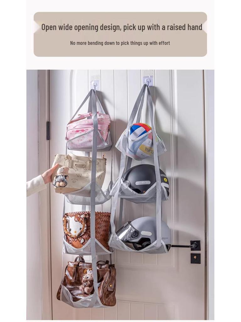 Multi-Layer Sports Equipment Rack: Children's Basketball & Football Hanging Storage Bag