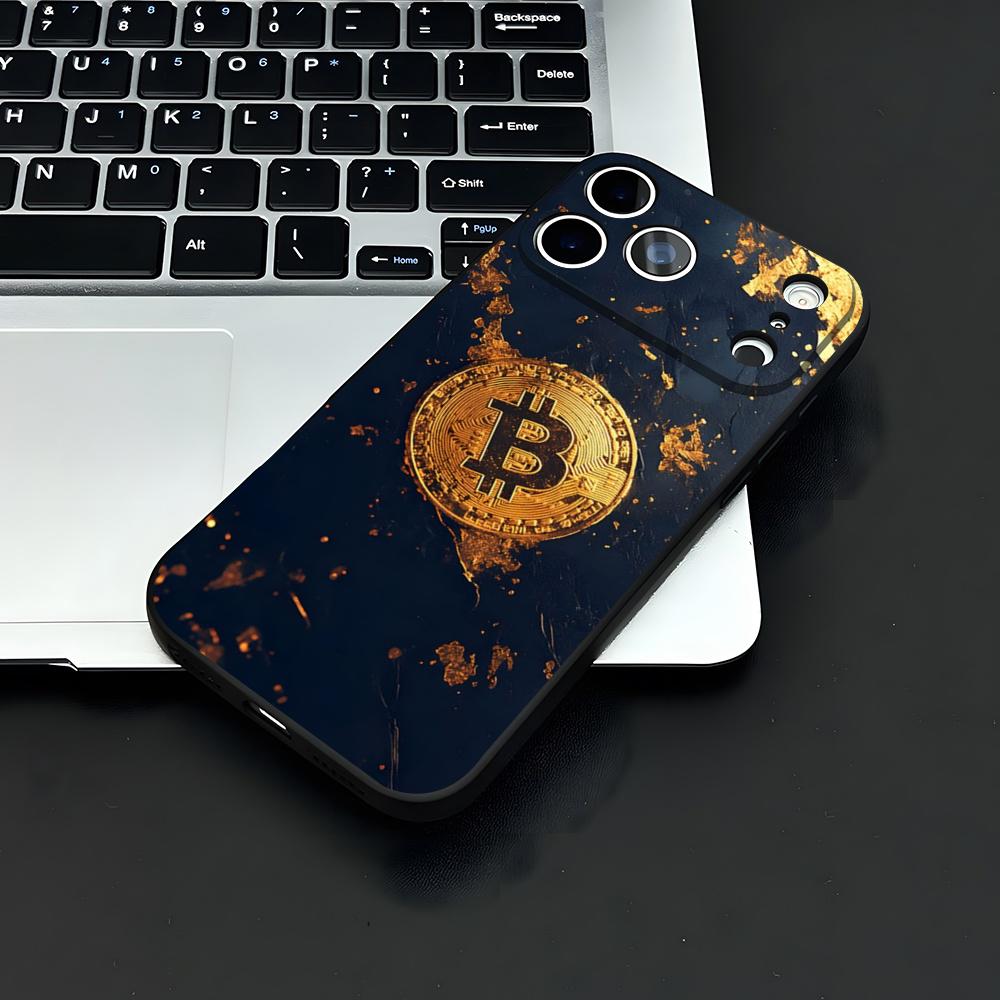 Bitcoin Phone Case For IPhone 17 Air 16 E Pro Max 15 14 13 Mini 12 Pro 11 Max Plus Black Soft Shell