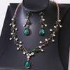 Elegantes Florales Kristall Halskette Ohrring Set Damen Vergoldete Legierung Schmuck Hochzeitsparty Abendkleid