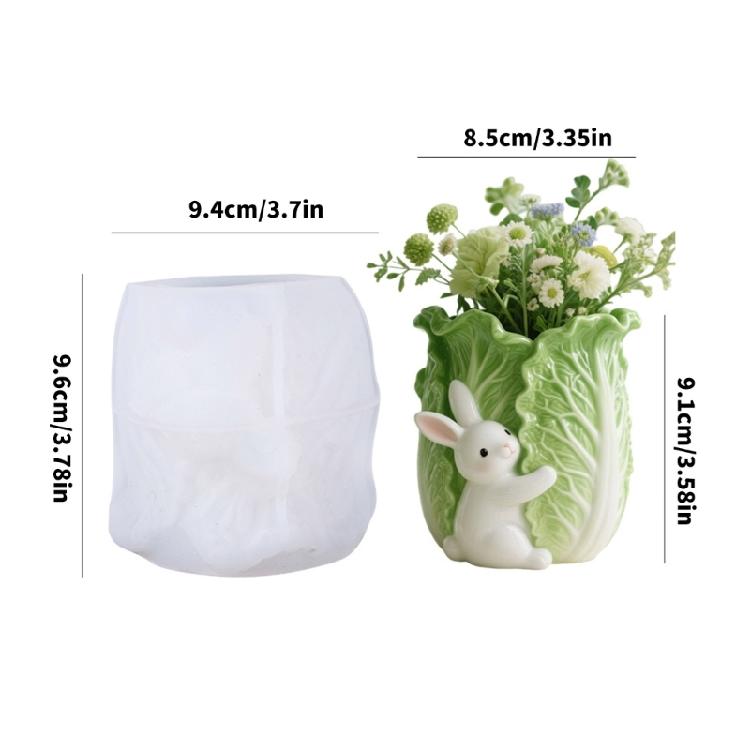 Multipurpose Silicone Mould Rabbits Cabbage Planter Accessory With Cement Jewelry Making Supplies