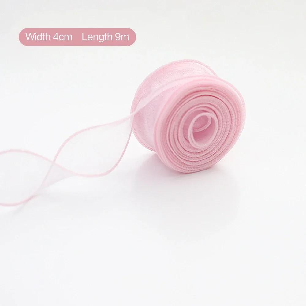 10Yards/Roll Sheer Chiffon Ribbon Organza Satin Ribbons For Gift Wrapping Decoration Wedding Bouquets Wreath Sewing Supplies