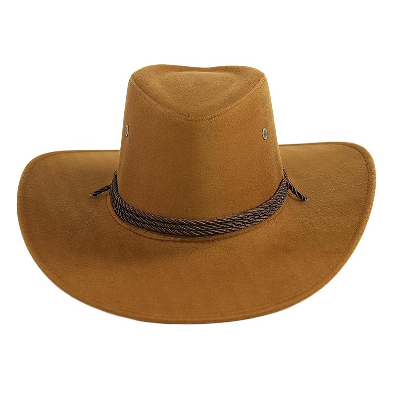 Men's Imitation Suede Western Cowboy Hat for Outdoor Camping & Hiking