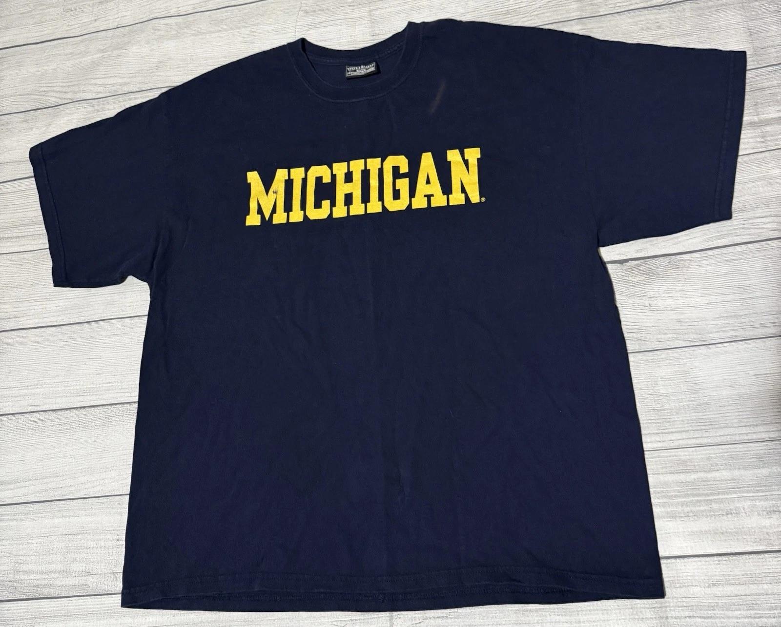 Vintage Y2K Steve & Barry’s Michigan Wolverines Spell Out T-Shirt Men’s Size 2XL S