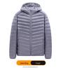 Men's Lightweight Hooded Down Jacket - Short Stand-Up Collar, Casual and Warm for Winter