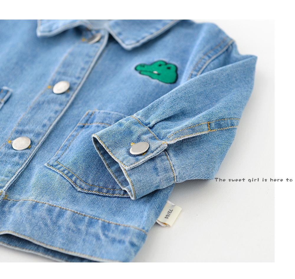 Infant Dinosaur Denim Jacket - Cotton, Ages 0-3, Autumn Wear