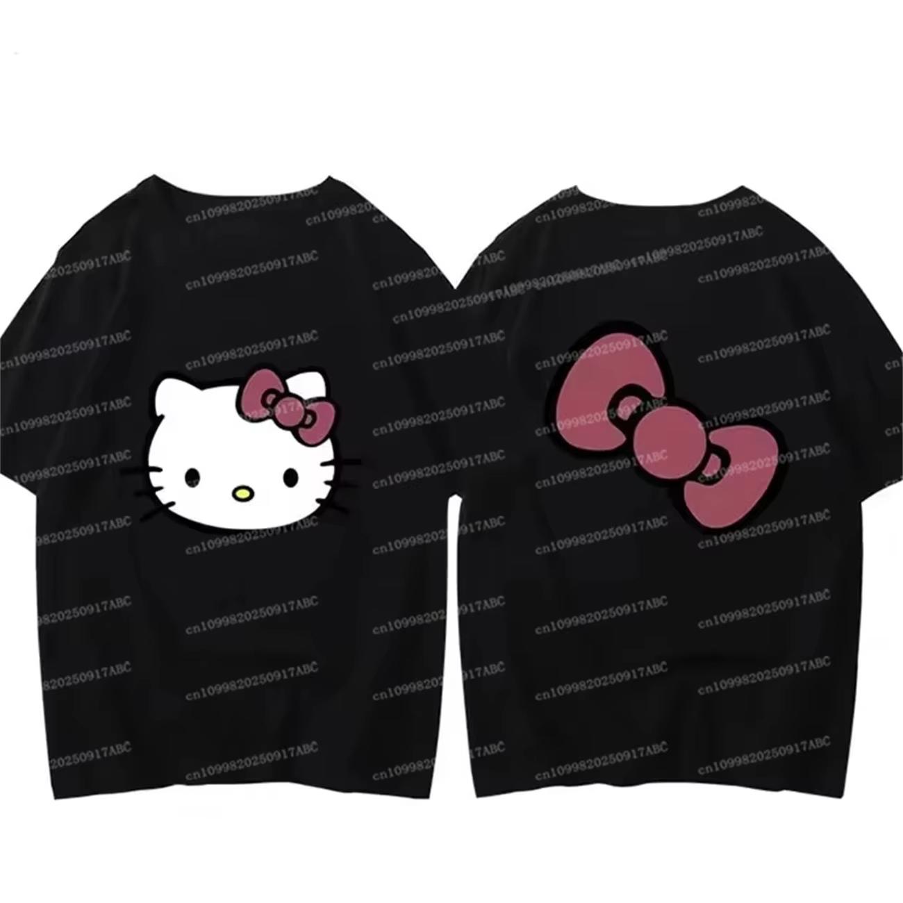 

2026 Kid Tshirt Hello Kitty Cartoon Girl Tshirt Loose Casual Unisex Tshirt for Women in summer loose fit fashionable and S