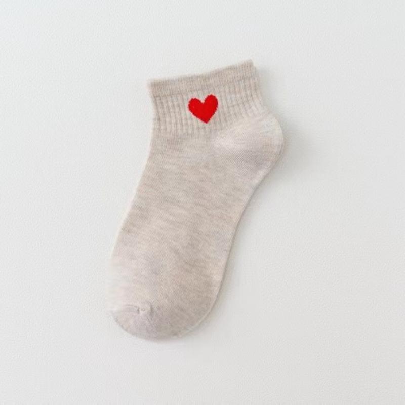 5Pairs Socks Cotton Short Socks Harajuku Novelty Love Heart Pattern Socks Hip Hop Solid Color Cute Socks Black White Sokken Soks