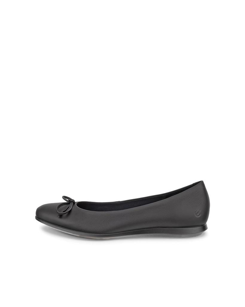 ECCO TOUCH BALLERINA 2.0 Women's Genuine Leather Ballet Flats with Ribbon, Black, Size 23.0 Cm, 3E