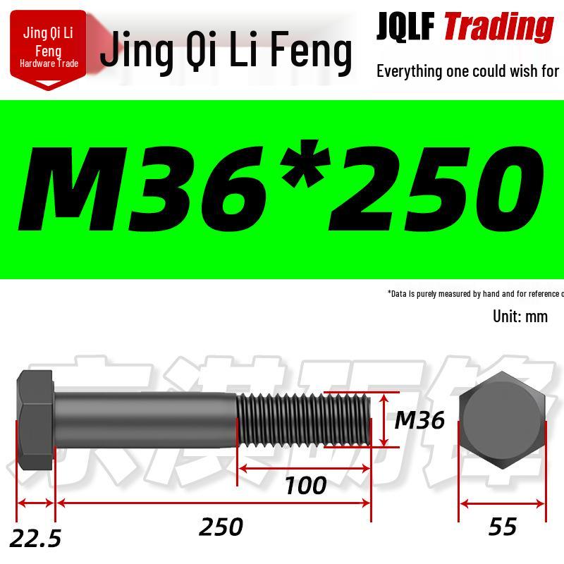 M27-M39 Grade 12.9 Blackened Half-Thread Hexagon Bolt