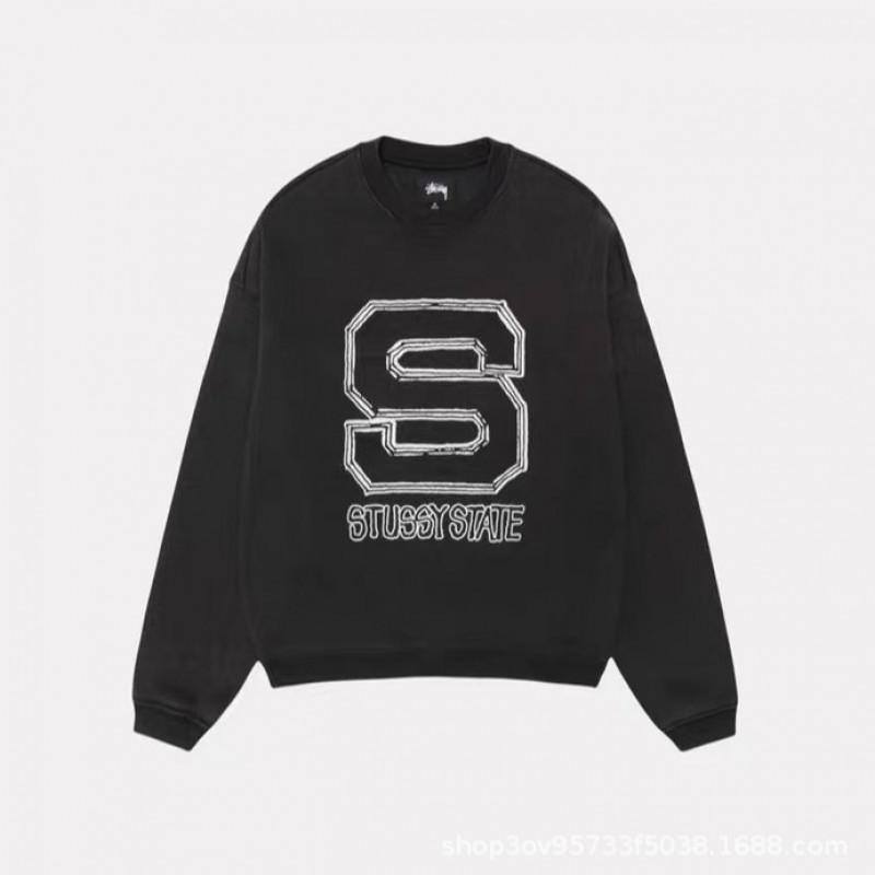 STU26 Otoño Invierno Unisex Oversized Algodón Cuello Redondo Sudadera de Manga Larga Adolescentes Adultos