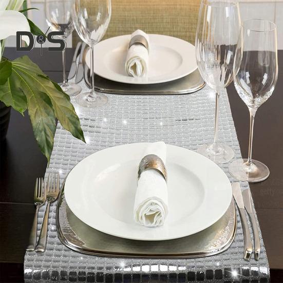 

2 шт. дорожка для стола в стиле диско в американском стиле, однотонная, металлическая, с блестками, устойчивая к воде и маслу, многоразовая, моющаяся, для выпускного, банкета, свадьбы