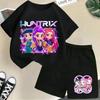 Moda Informal Estampado 3D Infantil Ola Coreana Cazador de Demonios Película Dibujos Animados Niños y Niñas Conjunto de Manga Corta