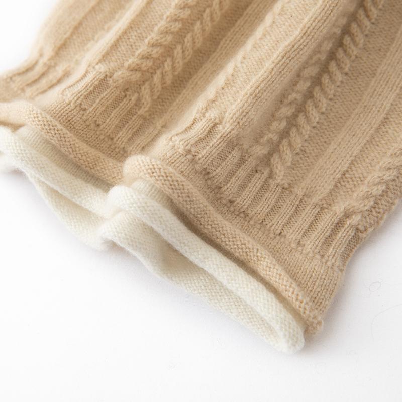 Women 100% Pure Cashmere Beanie Hat Double Layer Cable Knit Winter Warm Soft Slouchy Skullies Cap Cold Weather Accessory