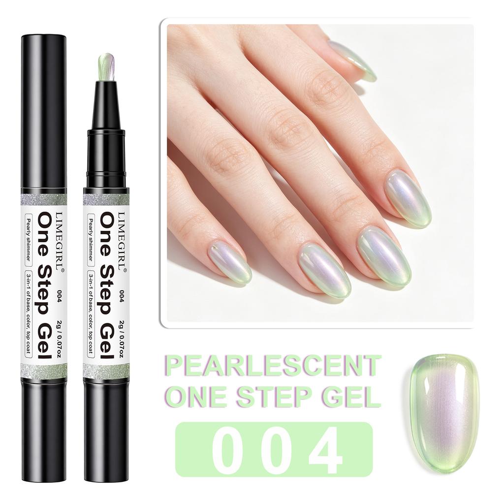 Ice Clear 3-in-1 Aurora Shell One-Step Gel Nail Polish Pen Quick Dry Long-Lasting Manicure Tool 6pcs
