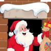 Santa Claus Breaking Wall Christmas Stickers Removable PVC Decals Funny Santa with Gift Bag Breaking Through Wall Art for Bedroom Backdrop Decor