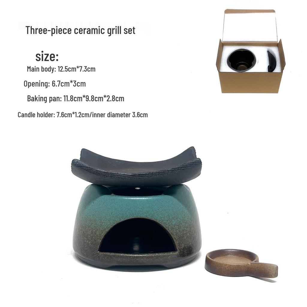 Handmade Retro Japanese Coarse Pottery Incense Burner and Tea Diffuser with Dry-Fire Cedar Baking Function