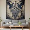 Norse Valknut Odin Ravens Runes Mjolnir Mythology Printed Tapestry for Living Room Dorm Decor