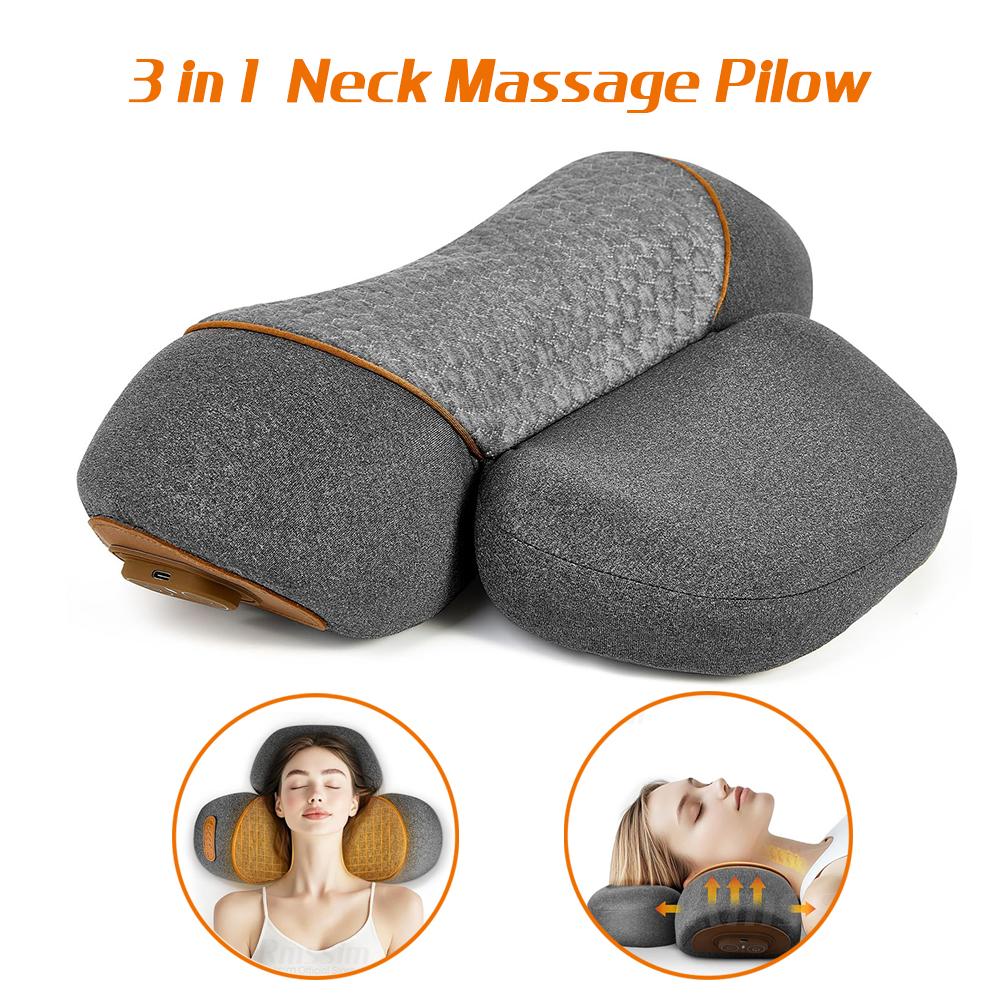 

2025 New Electric Neck Massager Pillow Cervical Heating Vibration Massage with Hot Compress Traction for Neck Shoulder Back