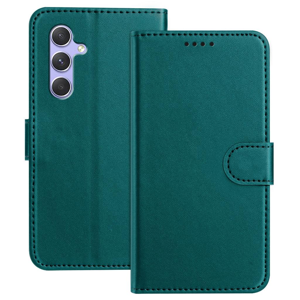 For Samsung Galaxy A54 5G Leather Case Wallet Stand Solid Color Anti Drop Phone Cover