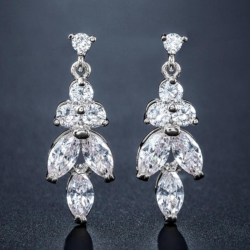 

ZAKOL Classic Marquise AAA Cubic Zirconia Bridal Earrings Shiny White Leaf Crystal CZ Women s Wedding Party Zircon Gift білий