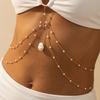 Boho Sexy Multilayer Baroque Imitation Pearl Waist Chain For Women Men Elegant Rhinestone Shell Tassel Belly Chain Body Jewelry