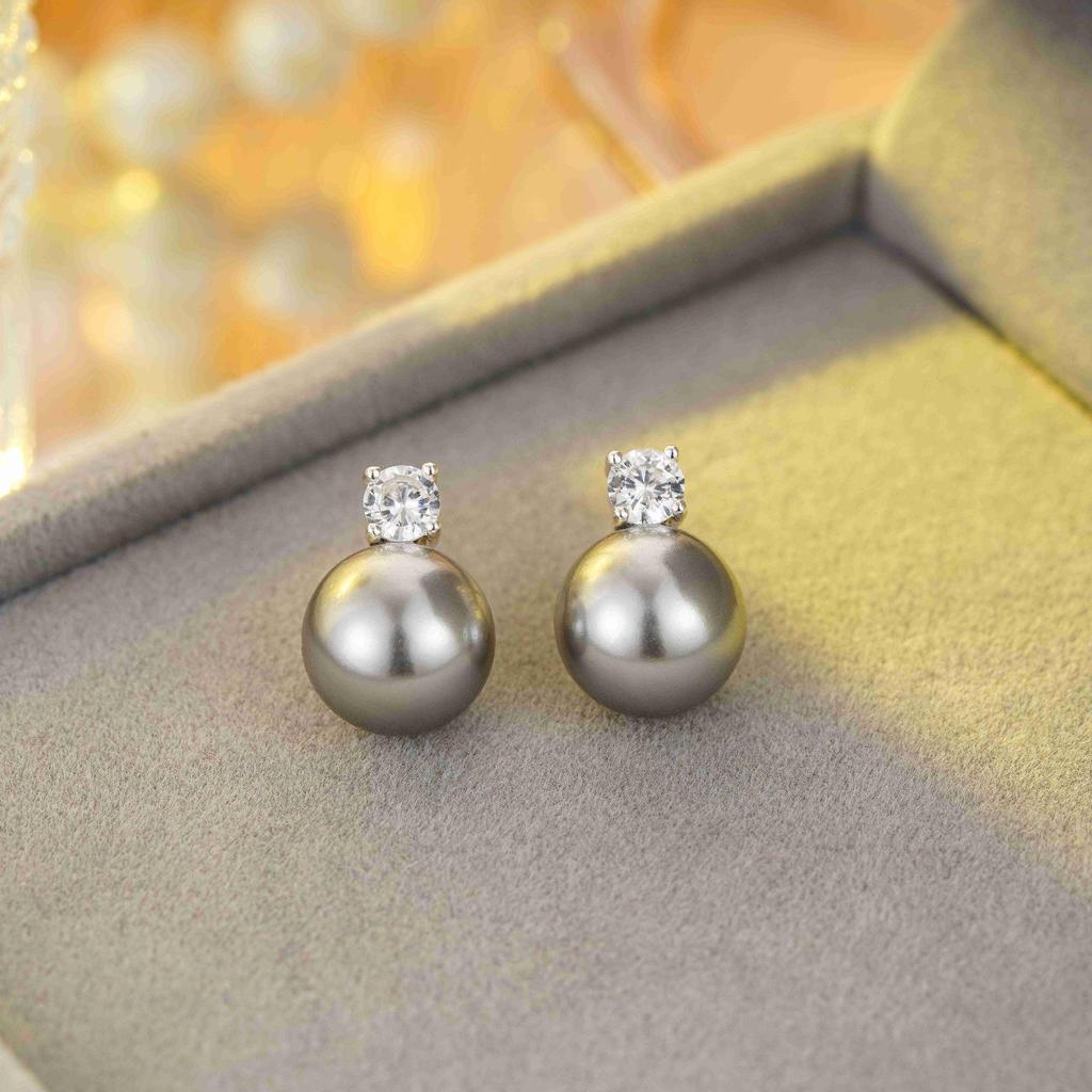 925 Silver South Sea & Akoya Baroque Pearl Stud Earrings - Perfectly Round, Lustrous, Classic Diana Style for Women