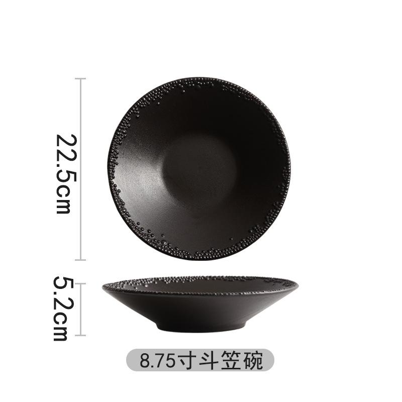 Gold Coated Frosted Ceramic Bowl, Household Soup Bowl, Soup Plate, Tableware, Lamian Noodles, Salad Bowl, Kitchen Supplies