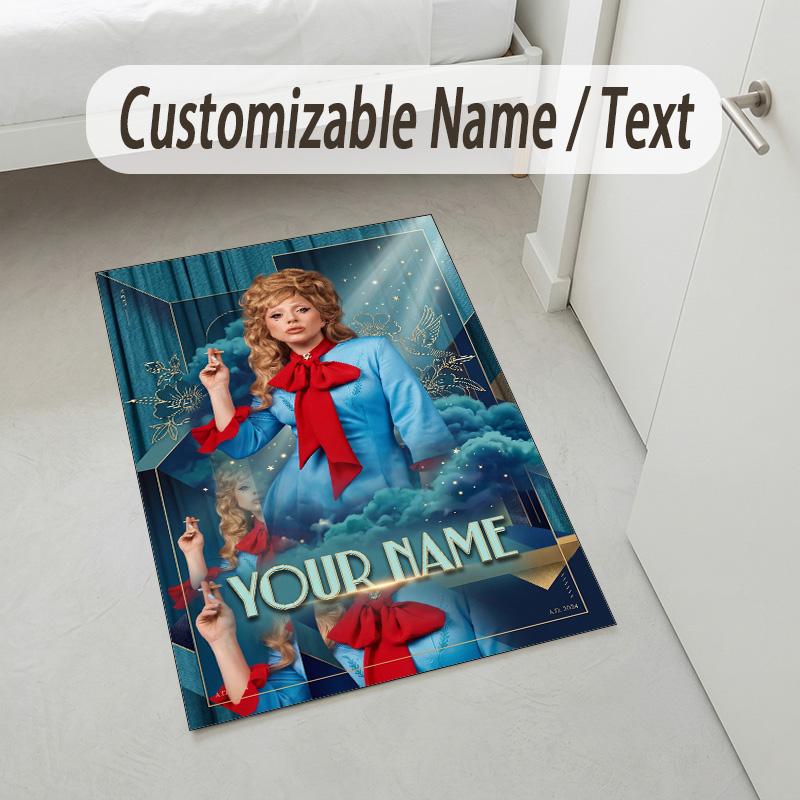 Personalized Crystal Velvet Carpet,Lady Gaga Custom Printed Name, Plush Area Rug For Home Indoor Decor