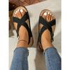 Damen Übergröße Neue Sommer Schnalle Peep Toe Flache Mode Europäisch Amerikanischer Stil Strand Kreuzriemen Sandalen