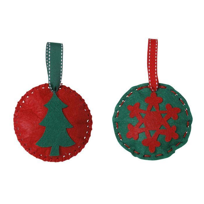 Kit ornements de Noël en feutrine Diamètre 9 cm 2 pièces